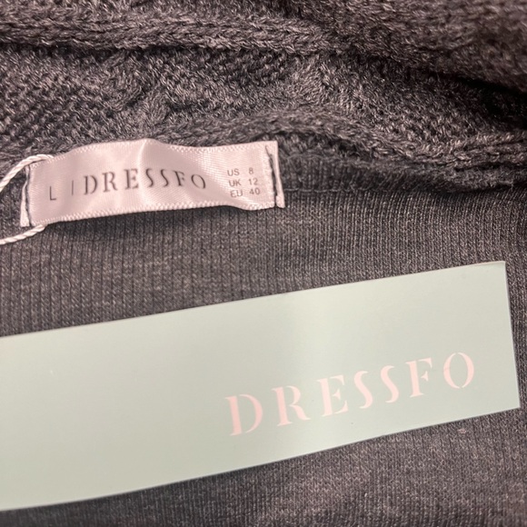 Women’s Dressfo gray knit cardigan sweater with belt closure. Size 8 - Picture 8 of 10